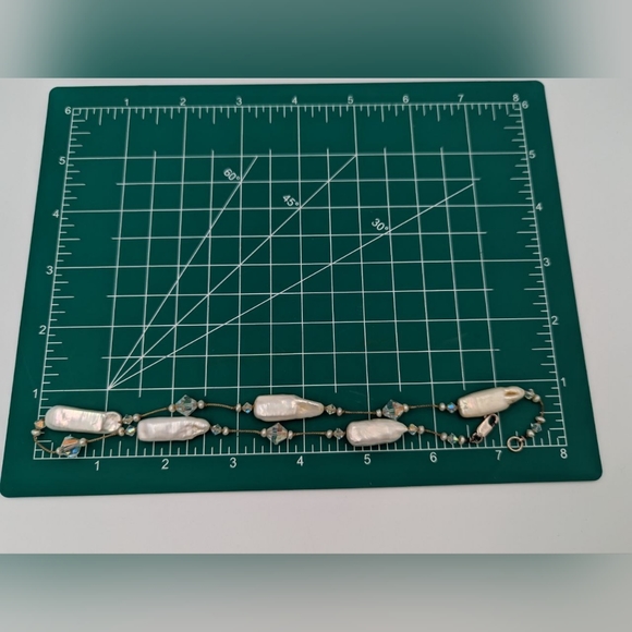 Beautiful Keshi Pearl Aurora Borealis Crystals Sterling Clasp Choker necklace - Picture 14 of 15